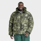 Men's Big Camo Print Heavy Puffer Jacket - All In Motion Olive Green