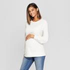 Maternity Fleece Lace Front Sweatshirt - Isabel Maternity By Ingrid & Isabel White