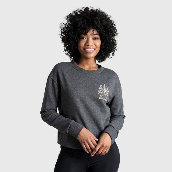 Women's United By Blue Bloom Wildly Graphic Pullover Sweatshirt - Charcoal