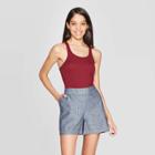 Women's Slim Fit Scoop Neck Sleeveless Racerback Tank - A New Day Burgundy (red)