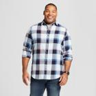 Men's Big & Tall Long Sleeve Linen Cotton Button-down Collared Shirt - Goodfellow & Co Feather Aqua