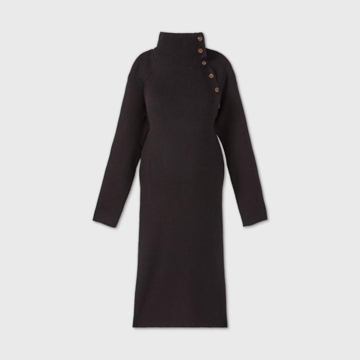 Maternity Long Sleeve Sweater Dress - Isabel Maternity By Ingrid & Isabel Black