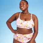 Juniors' Plus Size Bralette Bikini Top - Xhilaration Pink Floral