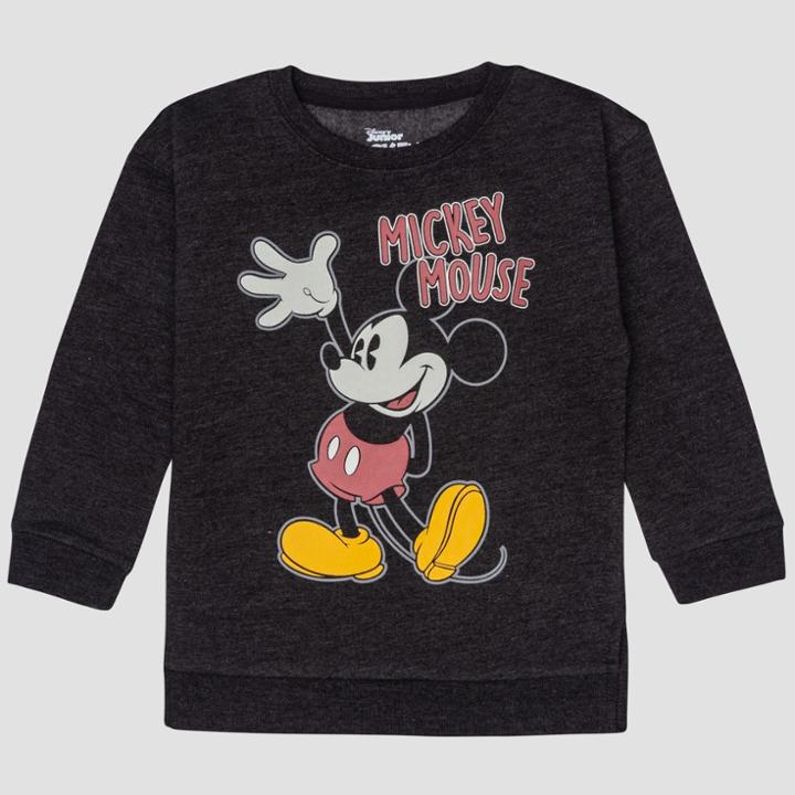 Mickey Mouse & Friends Toddler Boys' Mickey Mouse 3/4 Sleeve Sweatshirt - Charcoal