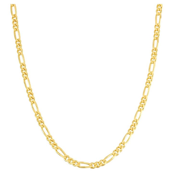 Tiara Gold Over Silver 30 Figaro Chain Necklace, Size: