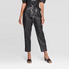 Women's Mid-rise Straight Leg Paperbag Pants - Who What Wear Black