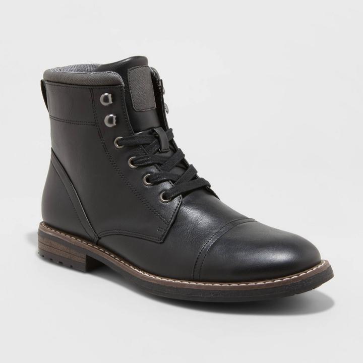 Men's Jeffrey Cap Toe Combat Boots - Goodfellow & Co Black