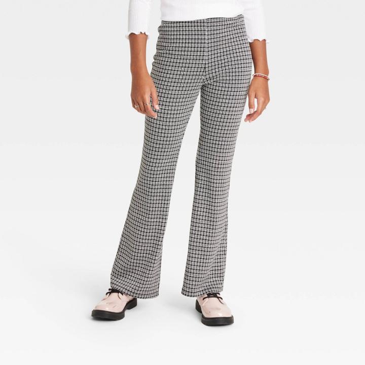 Girls' Pont Flare Pants - Art Class Black Checkered