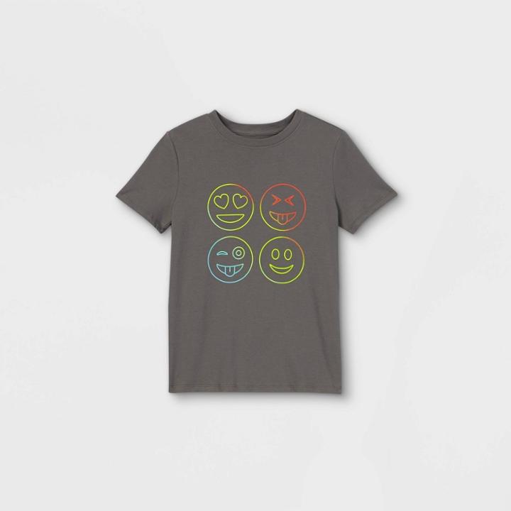 Boys' Short Sleeve Emoji Graphic T-shirt - Cat & Jack Gray
