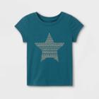 Toddler Girls' Sparkle Star Short Sleeve Graphic T-shirt - Cat & Jack Teal
