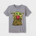 Kids' Star Wars Grogu Heart Short Sleeve Graphic T-shirt - Gray
