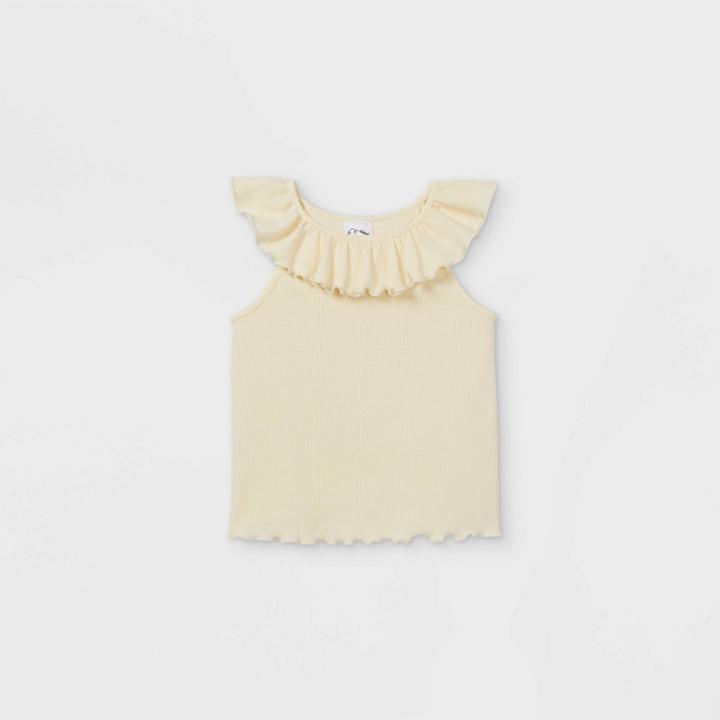 Toddler Girls' Rib Ruffle Tank Top - Art Class Ivory