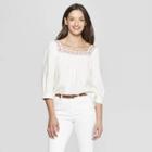 Women's Long Sleeve Square Neck Top - Universal Thread Cream