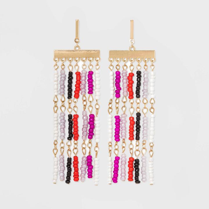 Gold With Seed Bead Drops Statement Earrings - A New Day