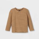 Toddler Boys' Ribbed Printed Long Sleeve Henley Shirt - Art Class Tan
