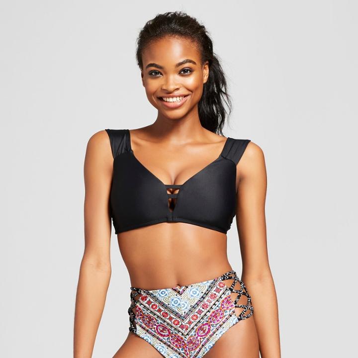 Vanilla Beach Women's Off The Shoulder Bandeau Bikini Top - Black D/dd Cup