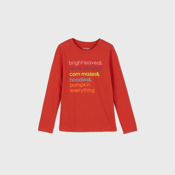 Girls' Long Sleeve Fall Activities Graphic T-shirt - Cat & Jack Orange