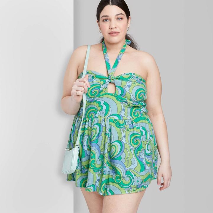 Women's Plus Size Towel Terry Romper - Wild Fable Blue