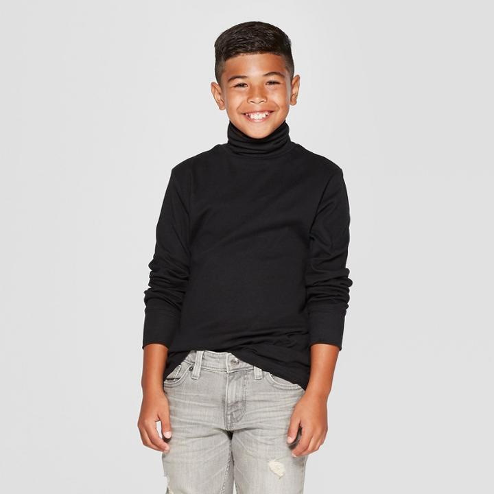Boys' Turtleneck Long Sleeve T-shirt - Cat & Jack Black