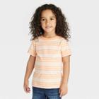 Toddler Boys' Short Sleeve Striped Jersey Knit T-shirt - Cat & Jack Peach Orange