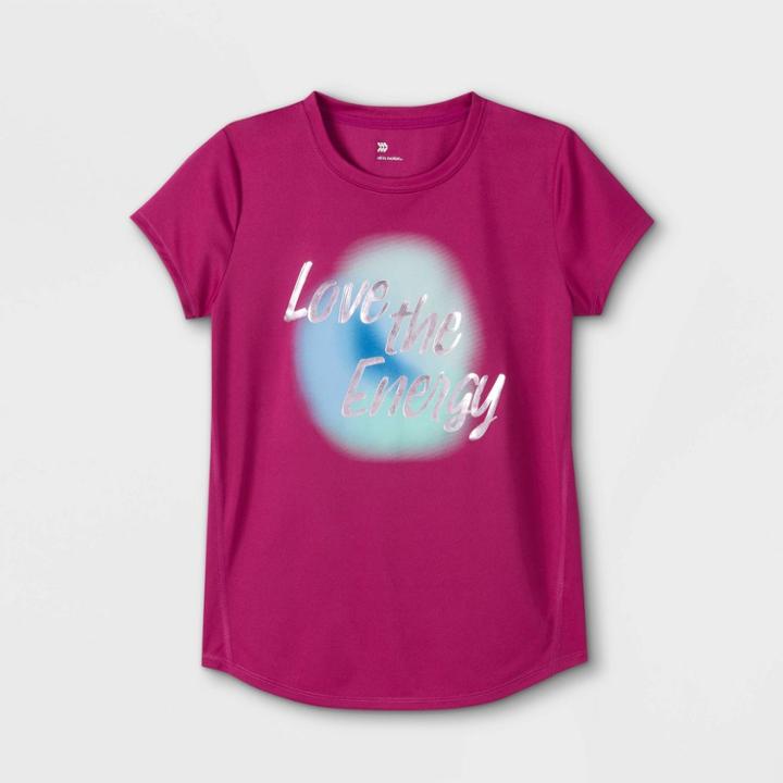 Girls' Short Sleeve 'love The Energy' Graphic T-shirt - All In Motion Purple