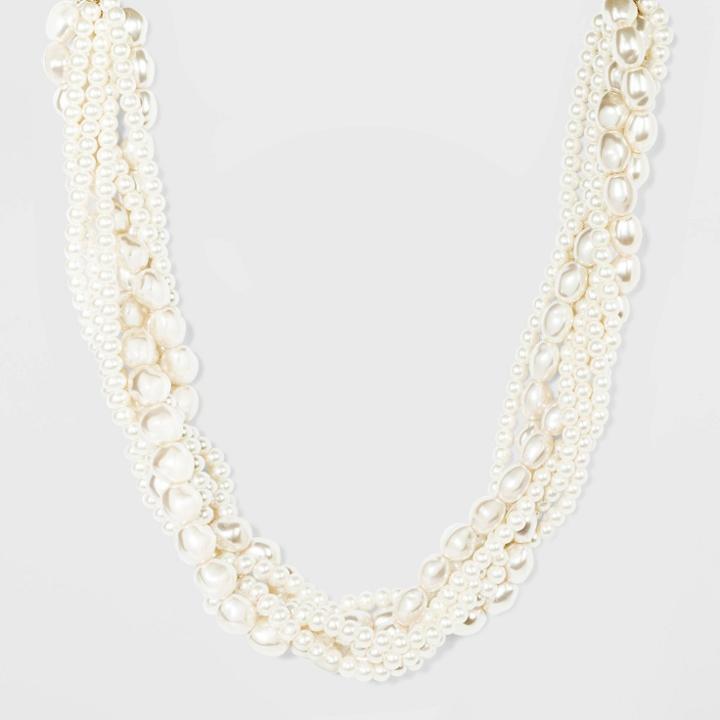 Sugarfix By Baublebar Braided Statement Necklace - Pearl, White
