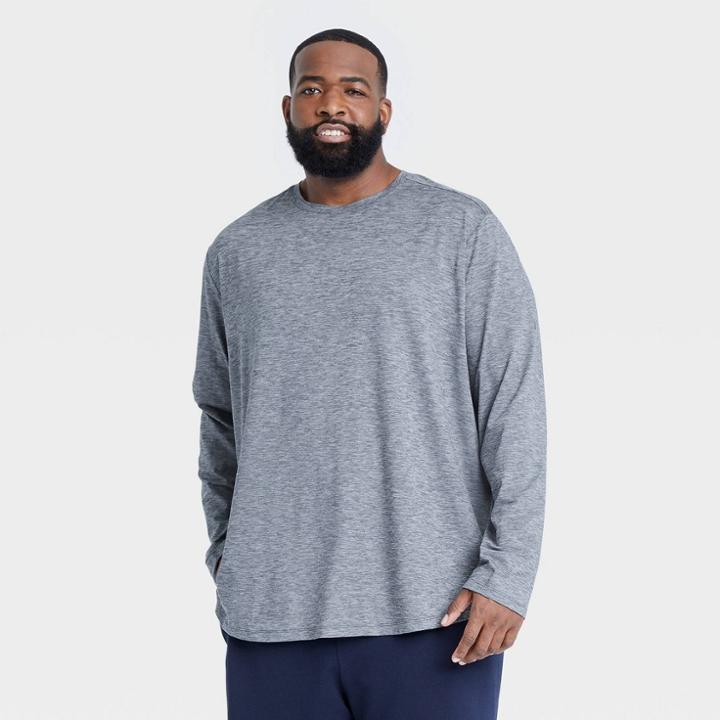 Men's Big & Tall Soft Gym Long Sleeve T-shirt - All In Motion Navy