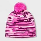 Girls' Pattern Knit Beanie With Pom - C9 Champion Pink One Size, Girl's