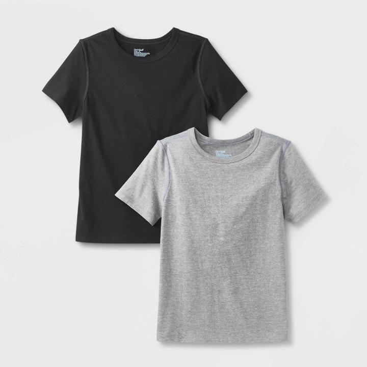 Kids' 2pk Adaptive Short Sleeve T-shirt - Cat & Jack Black/charcoal Gray