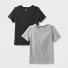 Kids' 2pk Adaptive Short Sleeve T-shirt - Cat & Jack Black/charcoal Gray