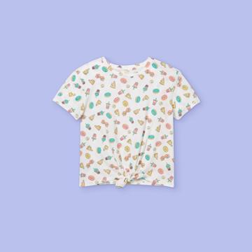 More Than Magic Girls' 'yummy Snacks' Tie-front Short Sleeve Graphic T-shirt - More Than