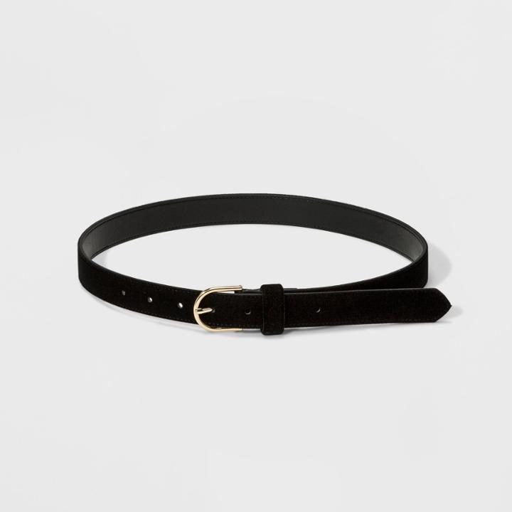 Women's 25mm Velvet Belt - A New Day Black