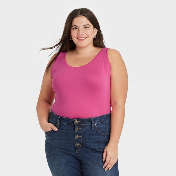 Women's Plus Size Tank Top - Ava & Viv Pink