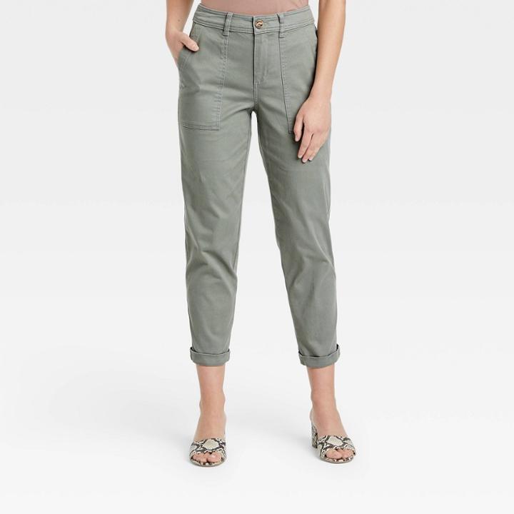 Women's High-rise Utility Ankle Pants - A New Day Green