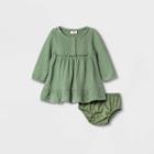 Baby Girls' Gauze Dress - Cat & Jack Olive Green Newborn