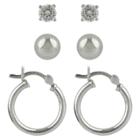 Distributed By Target Sterling Silver Studs And Hoop Earrings Set - Silver,