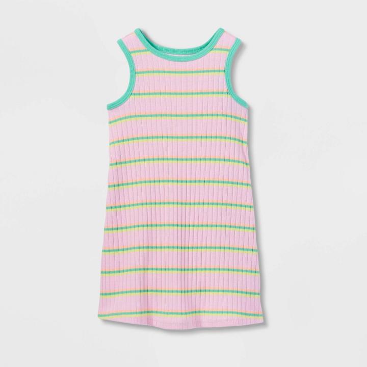 Toddler Girls' Printed Ribbed Tank Top Dress - Cat & Jack Purple
