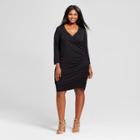 Women's Plus Size Knit Wrap Dress - Ava & Viv Black