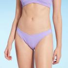 Women's Ribbed V-front High Leg Extra Cheeky Bikini Bottom - Shade & Shore Violet Purple