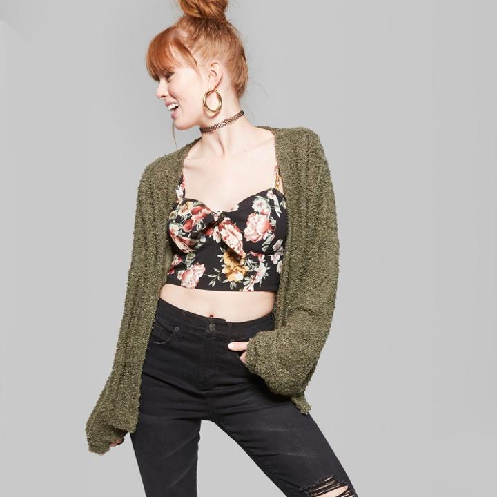 Women's Textured Cardigan - Wild Fable Olive (green)