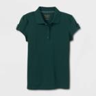 Girls' Short Sleeve Interlock Uniform Polo Shirt - Cat & Jack Dark Green