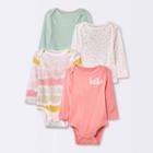 Baby 4pk Long Sleeve Bodysuit - Cloud Island Pink