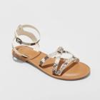 Women's Tillie Faux Leather Snake Print Ankle Strap Sandals - A New Day Gray