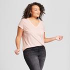 Women's Plus Size V-neck Short Sleeve T-shirt - Ava & Viv Light Orange
