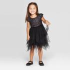 Toddler Girls' Sequin Dress - Cat & Jack Black 12m, Toddler Girl's
