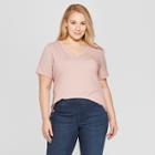 Women's Plus Size Short Sleeve V-neck Essential T-shirt - Ava & Viv Blush
