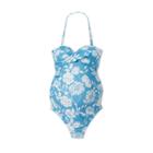 Maternity Floral Print Fantasia Bandeau One Piece Swimsuit - Isabel Maternity By Ingrid & Isabel Blue
