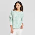 Women's Tie-dye Print Beautifully Soft Fleece Lounge Sweatshirt - Stars Above Mint Xs, Women's, Blue
