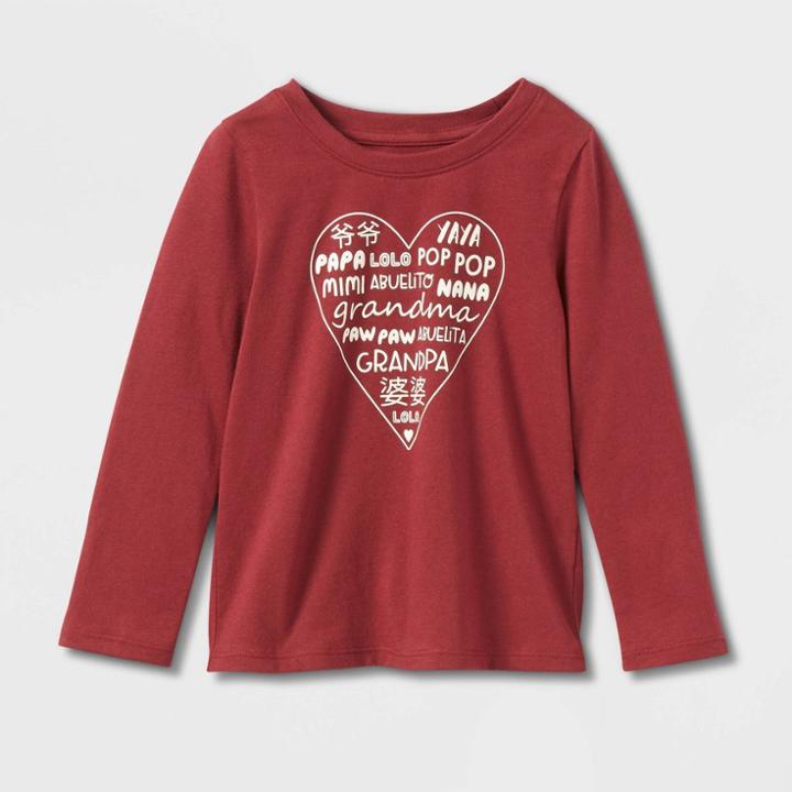 Toddler Girls' 'grandparents' Long Sleeve Graphic T-shirt - Cat & Jack Burgundy