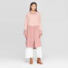Women's Long Sleeve Relaxed Fit Collared Midi Shirtdress - Prologue Smoked Pink S, Women's,